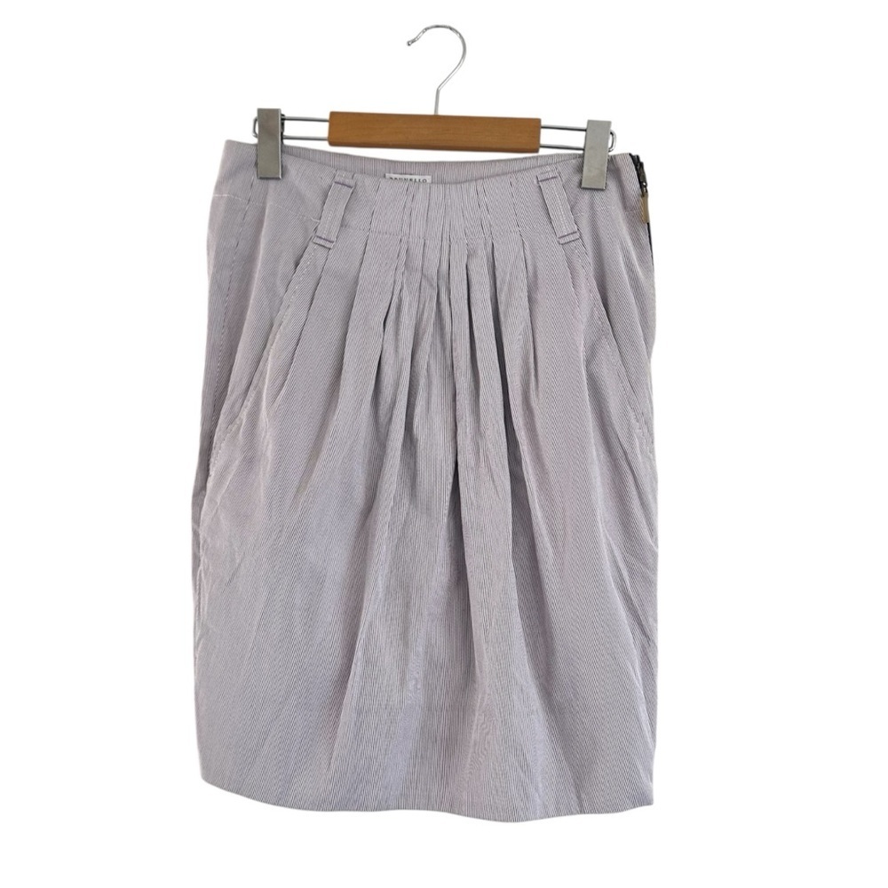 Brunello Cucinelli Light Lavender Striped Skirt Size 2 Pleating Pockets Gunex